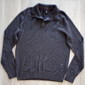 Banana Republic Knit Mock Neck with buttons 10%Wool Sweater| Grey| Men Size: M